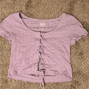 SO Women's Lavender Lace-Up Crop Top